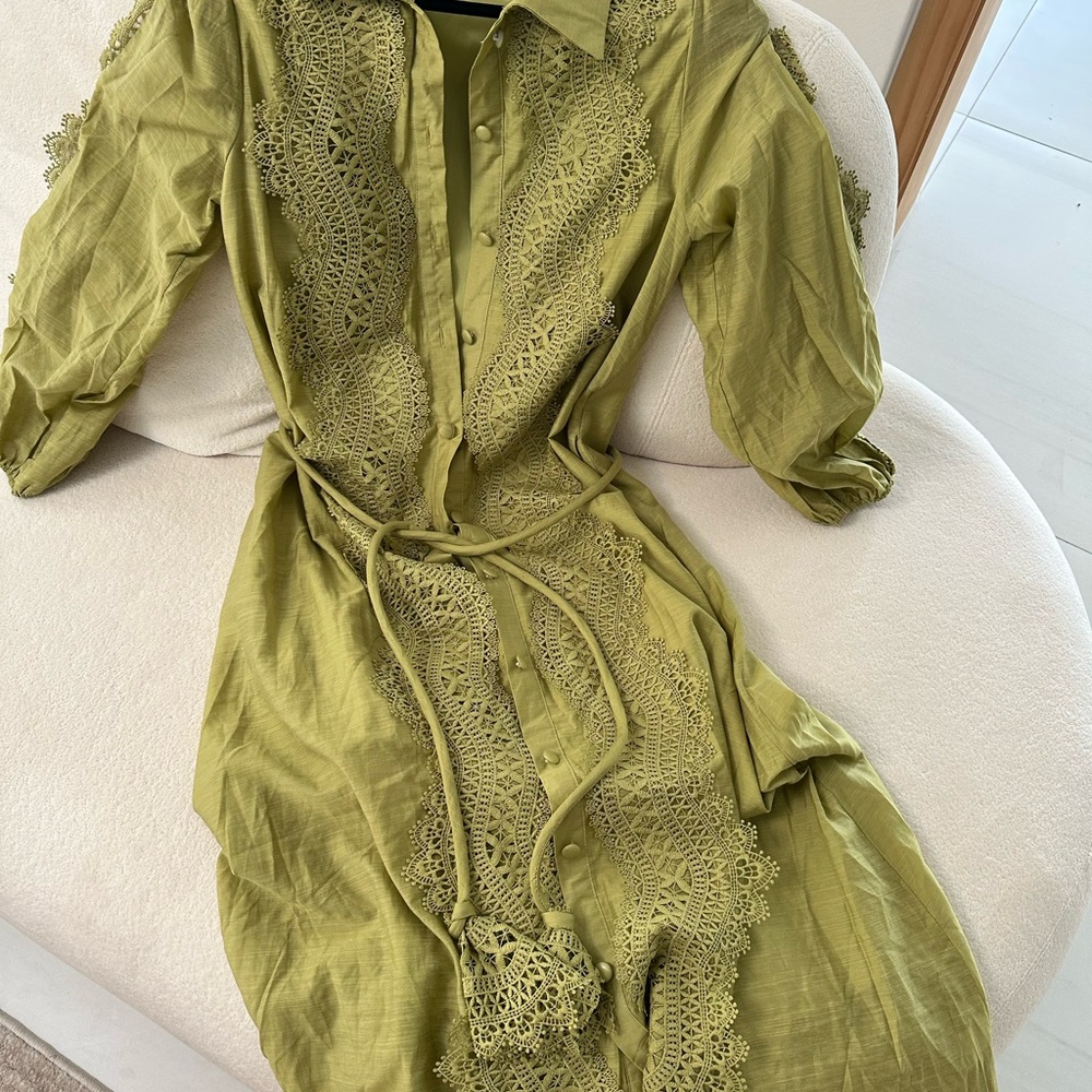 Olive Green Lace Dress